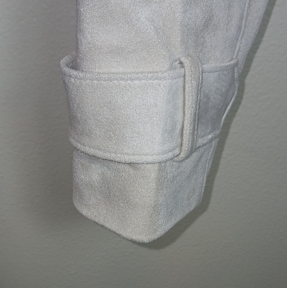 Abercrombie & Fitch Cream Vegan Suede Trench Coat Size Small - Picture 7 of 14